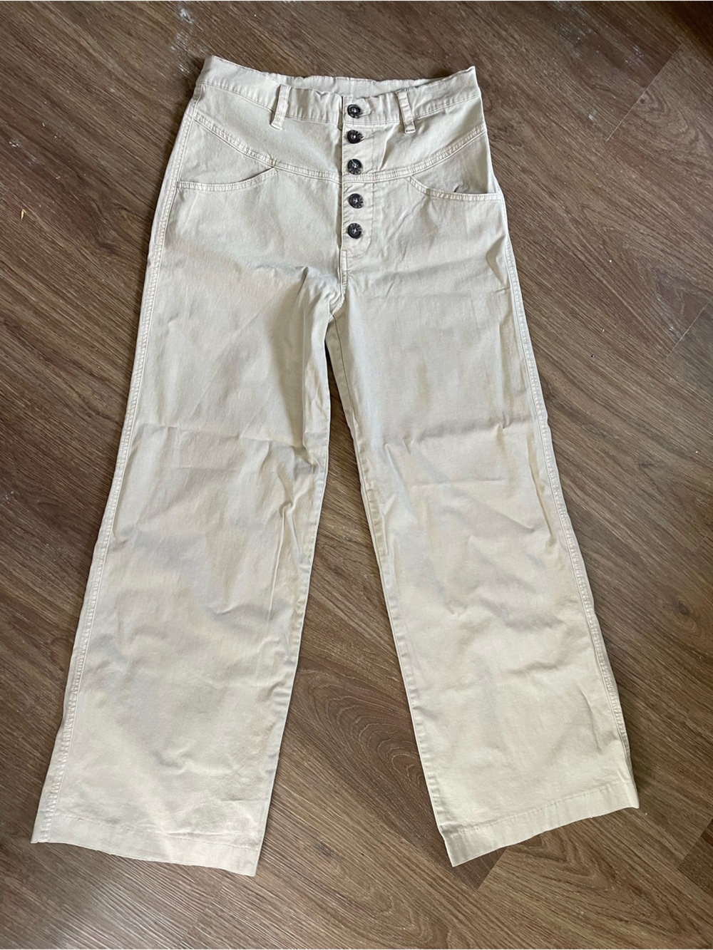Lucky Brand Wide Leg Button-Fly High Waist Khaki Tan Pants